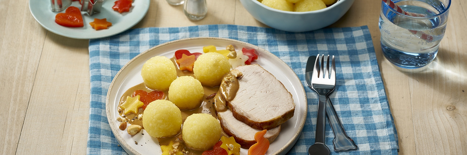 Schweinerückenbraten mit Knödelinos®