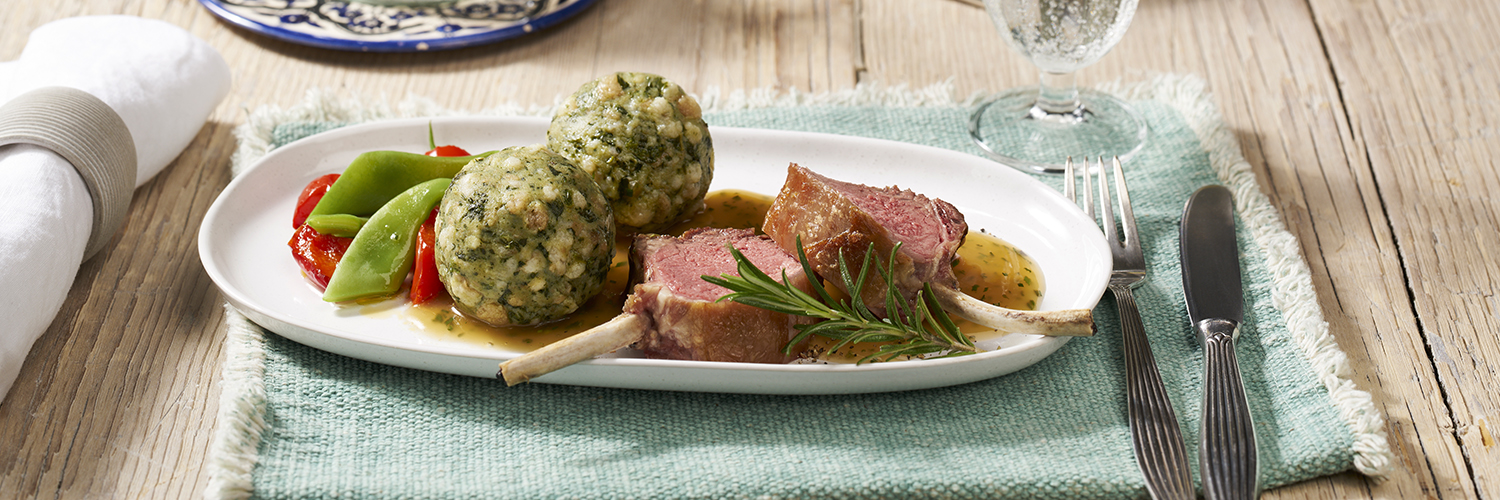 Lammkarree mit Spinatknödel