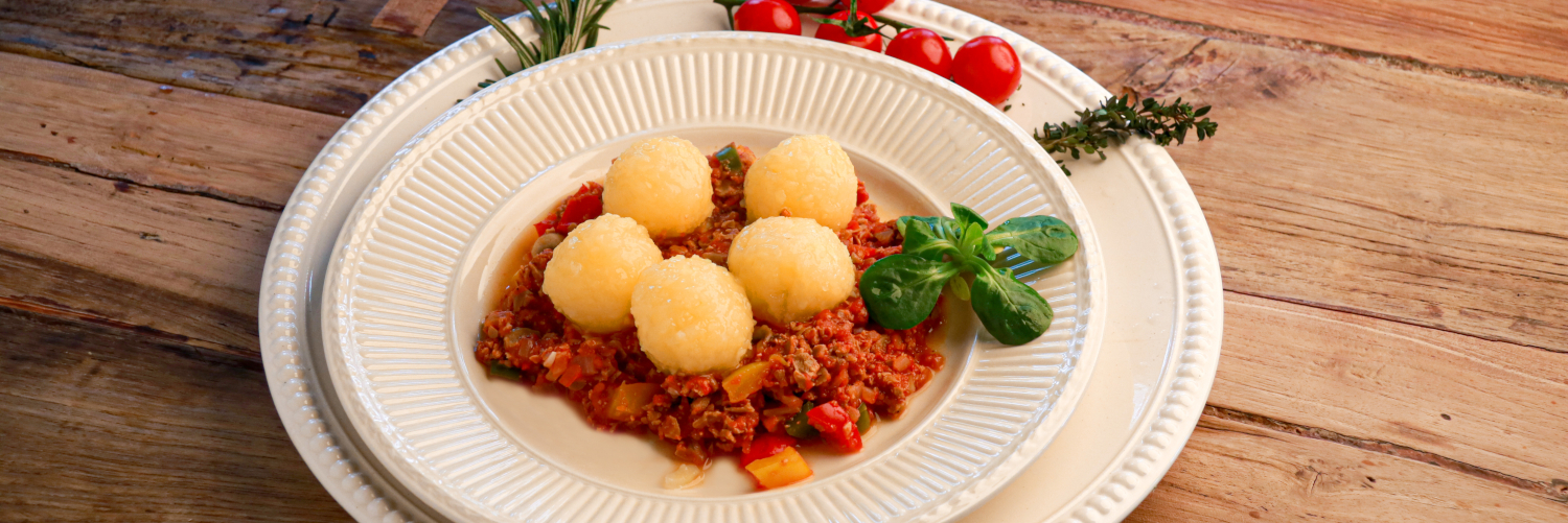 Vegane Gemüse-Hack-Pfanne mit Knödelinos®