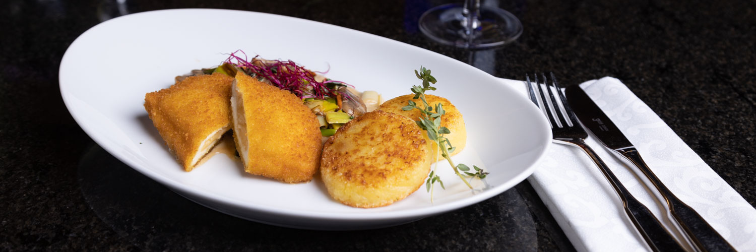 Hähnchenschnitzel mit Macaire-Kartoffel